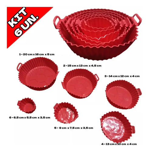 Kit 6 Moldes Silicona Para Freidora Sin Aceite
