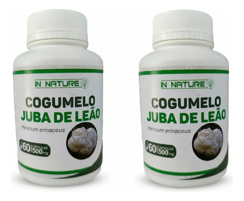 Hongo Melena De León - Kit 2 Frascos - 120 Cápsulas 500mg Neutro
