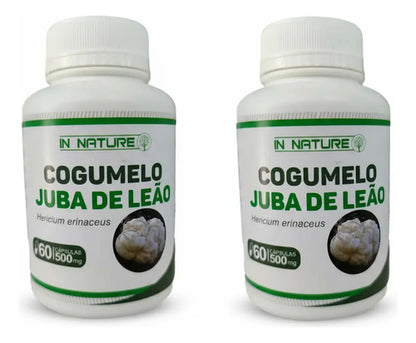 Hongo Melena De León - Kit 2 Frascos - 120 Cápsulas 500mg Neutro