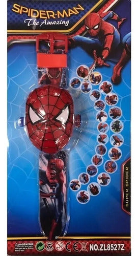 Reloj Proyector De Luz Spider-man Con 24 Imágenes Para Niños