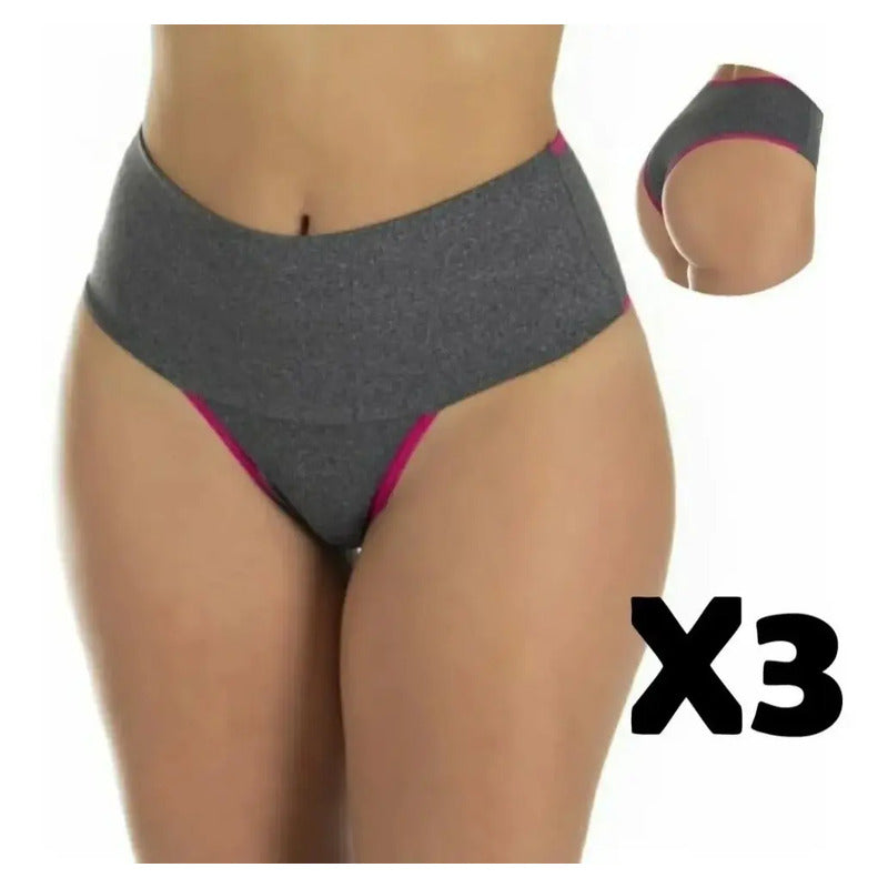 Kit X3 Bombacha Fitness Con Comprensión Alta Para Vientre