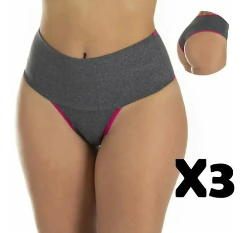 Kit X3 Bombacha Fitness Con Comprensión Alta Para Vientre