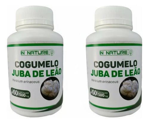 Hongo Melena De León - Kit 2 Frascos - 120 Cápsulas 500mg Neutro