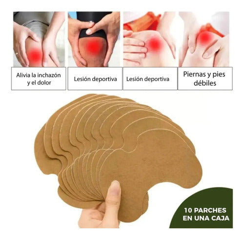 20 Parches Para Aliviar El Dolor Rodilla - Cuello - Hombro Marrón Oscuro