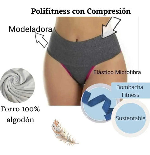 Kit X3 Bombacha Fitness Con Comprensión Alta Para Vientre