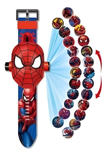 Reloj Proyector De Luz Spider-man Con 24 Imágenes Para Niños
