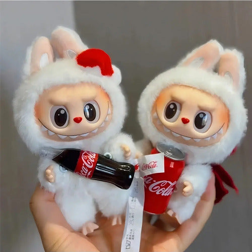 Llavero Sorpresa De Peluche Labubu Coca-cola Pop Mart Blanco