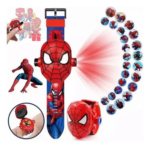 Reloj Proyector De Luz Spider-man Con 24 Imágenes Para Niños