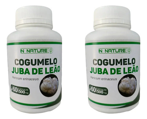 Hongo Melena De León - Kit 2 Frascos - 120 Cápsulas 500mg Neutro
