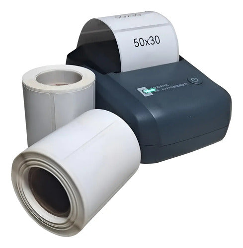 Etiquetas Térmicas De 50x30 Mm, Pack De 3 Rollos Blancos, Para Mini Impresora Blanco