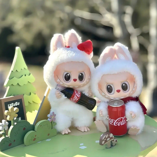 Llavero Sorpresa De Peluche Labubu Coca-cola Pop Mart Blanco
